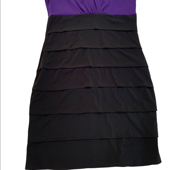 Enfocus Studio Black & Purple Midi Dress Size 10 - Picture 5 of 16